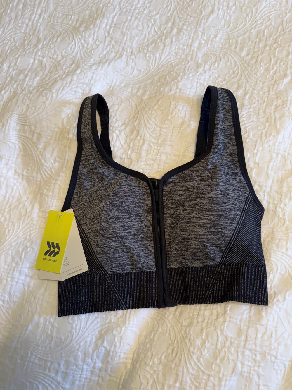 all in motion Heather Gray Front-Zip Sports Bra